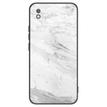 Picasee Xiaomi Redmi 9AT Hülle - Schwarzes Silikon - White marble