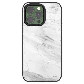 Picasee Apple iPhone 13 Pro Hülle - Schwarzes Silikon - White marble