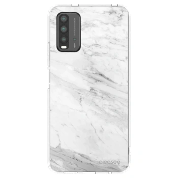 Picasee Xiaomi Redmi 9T Hülle - Schwarzes Silikon - White marble