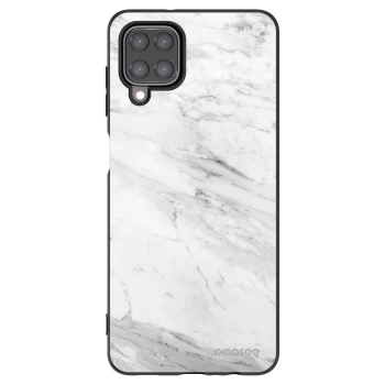 Picasee Samsung Galaxy M12 M127F Hülle - Schwarzes Silikon - White marble