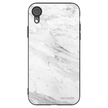 Picasee Apple iPhone XR Hülle - Schwarzes Silikon - White marble