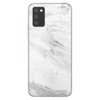Picasee Samsung Galaxy A02s A025G Hülle - Transparentes Silikon - White marble