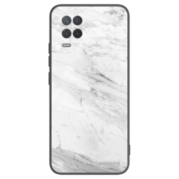 Picasee Realme 8 5G Hülle - Schwarzes Silikon - White marble