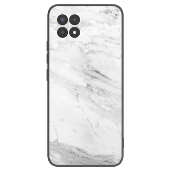 Picasee Realme 8i Hülle - Schwarzes Silikon - White marble