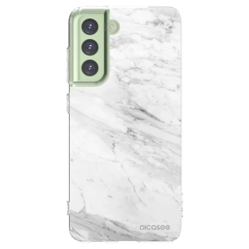 Picasee Samsung Galaxy S21 FE 5G Hülle - Transparentes Silikon - White marble