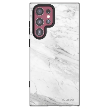 Picasee Samsung Galaxy S22 Ultra 5G Hülle - Schwarzes Silikon - White marble