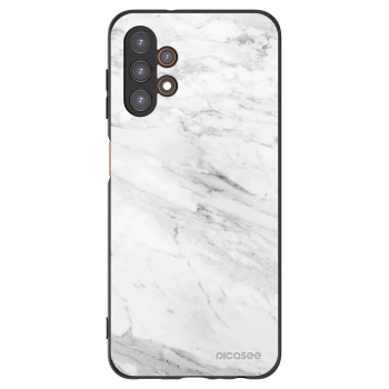 Picasee Samsung Galaxy A13 4G A135 Hülle - Schwarzes Silikon - White marble