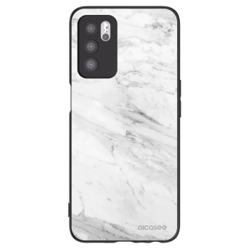 Picasee OPPO A16 Hülle - Schwarzes Silikon - White marble
