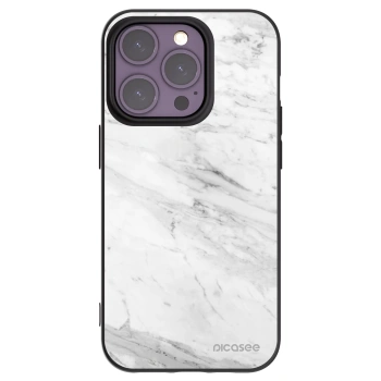 Picasee Apple iPhone 14 Pro Hülle - Schwarzes Silikon - White marble
