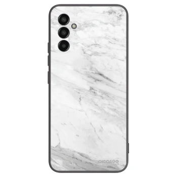 Picasee Samsung Galaxy M13 M135F Hülle - Schwarzes Silikon - White marble