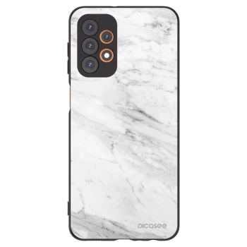 Picasee Samsung Galaxy A23 A235F 4G Hülle - Schwarzes Silikon - White marble