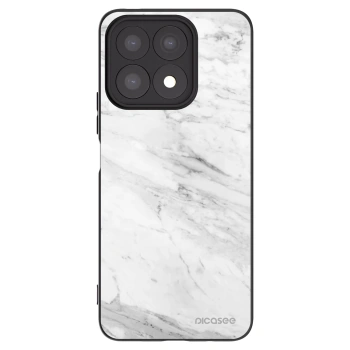 Picasee Honor X8a Hülle - Schwarzes Silikon - White marble