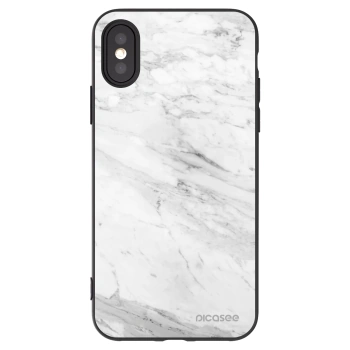 Picasee Apple iPhone X/XS Hülle - Schwarzes Silikon - White marble