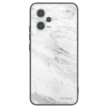 Picasee Xiaomi Redmi Note 12 5G Hülle - Schwarzes Silikon - White marble