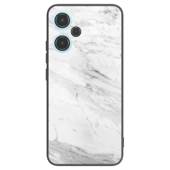 Picasee Xiaomi Poco F5 Hülle - Schwarzes Silikon - White marble