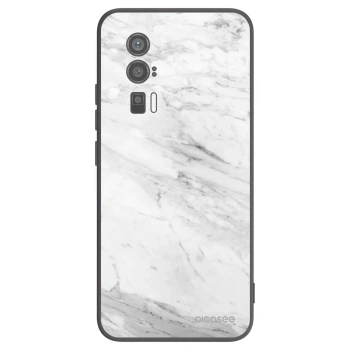 Picasee Xiaomi Poco F5 Pro 5G Hülle - Schwarzes Silikon - White marble