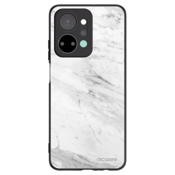 Picasee Honor X7a Hülle - Schwarzes Silikon - White marble