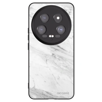 Picasee Xiaomi 14 Ultra Hülle - Schwarzes Silikon - White marble