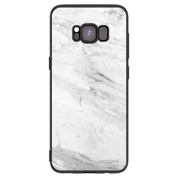 Picasee Samsung Galaxy S8 G950F Hülle - Schwarzes Silikon - White marble