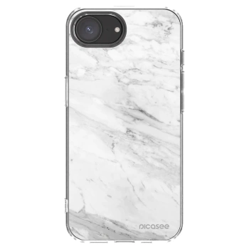 Picasee Apple iPhone 16e Hülle - Transparentes Silikon - White marble