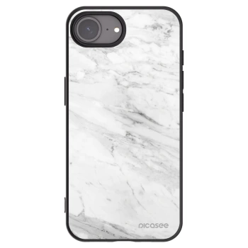 Picasee Apple iPhone 16e Hülle - Schwarzes Silikon - White marble