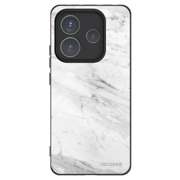 Picasee Xiaomi Redmi Note 14 5G Hülle - Schwarzes Silikon - White marble