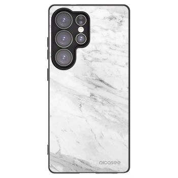 Picasee Samsung Galaxy S25 Ultra 5G Hülle - Schwarzes Silikon - White marble