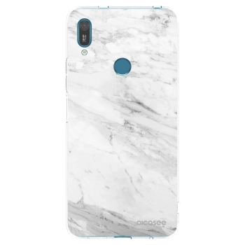 Picasee Huawei Y7 2019 Hülle - Transparentes Silikon - White marble