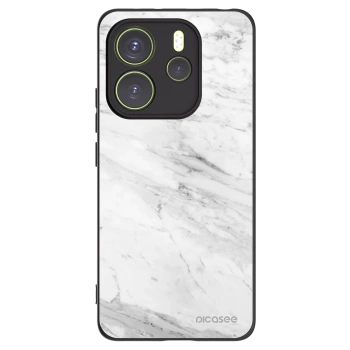 Picasee Xiaomi Redmi Note 14 4G Hülle - Schwarzes Silikon - White marble