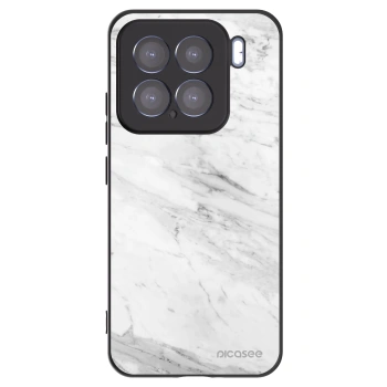 Picasee Xiaomi 15 Hülle - Schwarzes Silikon - White marble