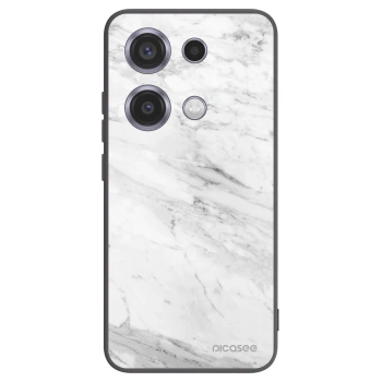 Picasee Xiaomi Redmi Note 14S Hülle - Schwarzes Silikon - White marble