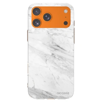Picasee Apple iPhone 17 Pro Max Hülle - Transparentes Silikon - White marble