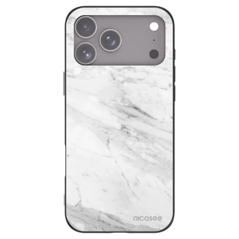 Picasee Apple iPhone 17 Pro Max Hülle - Schwarzes Silikon - White marble