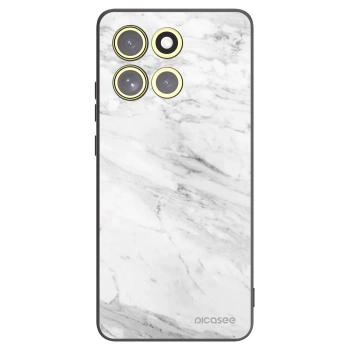 Picasee Motorola Moto G86 5G Hülle - Schwarzes Silikon - White marble