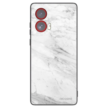 Picasee Motorola Edge 50 Fusion Hülle - Schwarzes Silikon - White marble