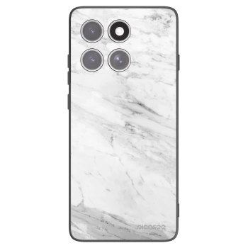 Picasee Motorola Edge 60 Fusion Hülle - Schwarzes Silikon - White marble