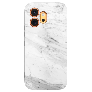 Picasee Honor 600 Hülle - Schwarzes Silikon - White marble