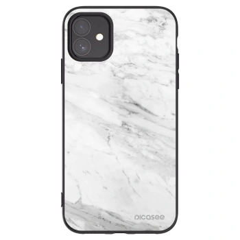 Picasee Apple iPhone 11 Hülle - Schwarzes Silikon - White marble