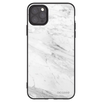 Picasee Apple iPhone 11 Pro Max Hülle - Schwarzes Silikon - White marble