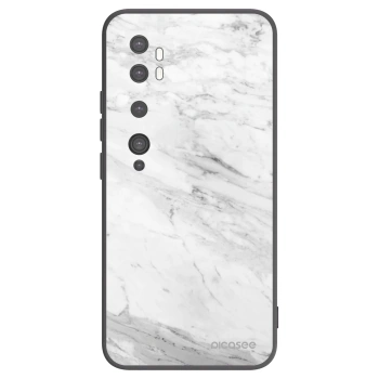 Picasee Xiaomi Mi Note 10 (Pro) Hülle - Schwarzes Silikon - White marble