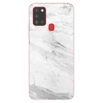 Picasee Samsung Galaxy A21s Hülle - Transparentes Silikon - White marble