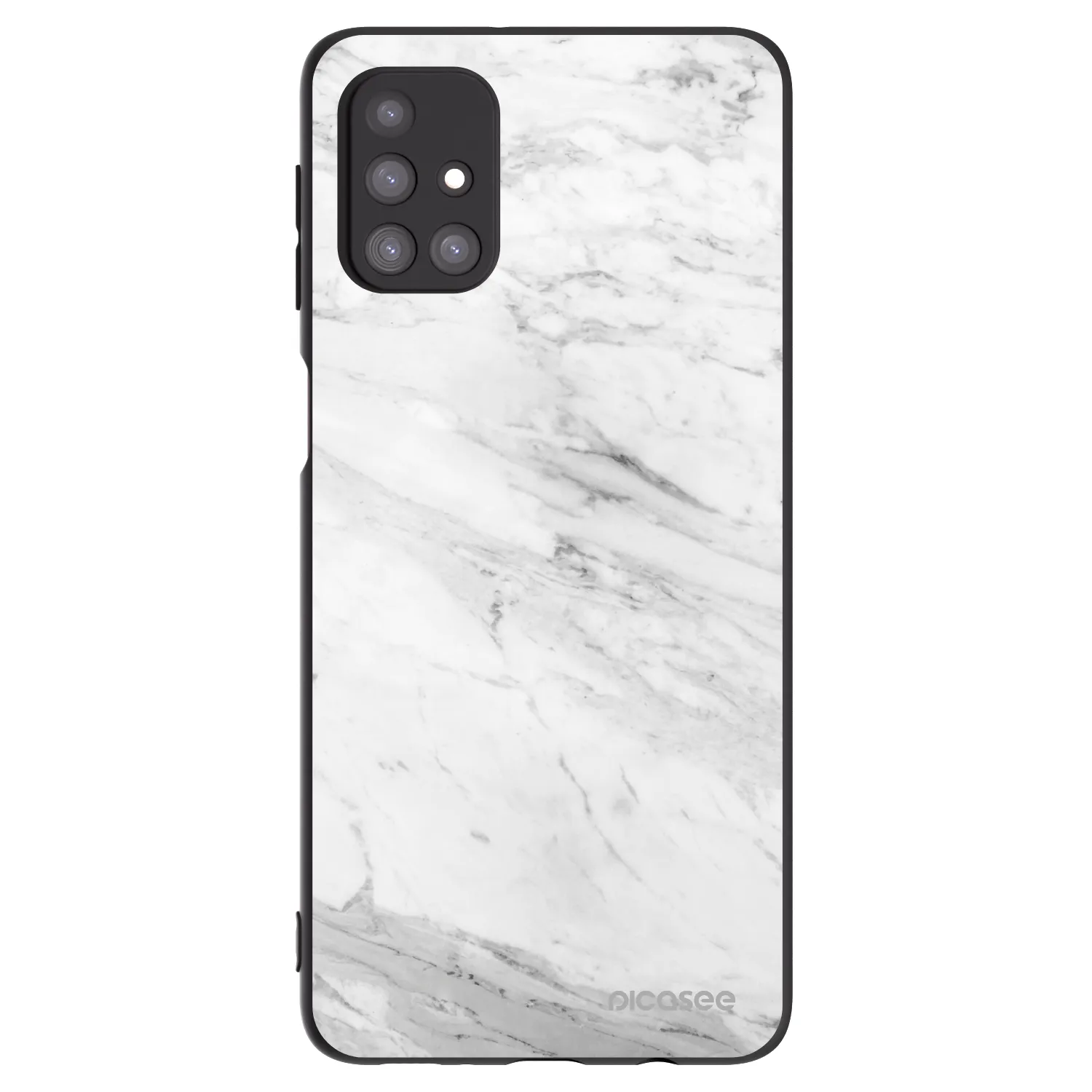 Picasee Samsung Galaxy M31s Hülle - Schwarzes Silikon - White marble