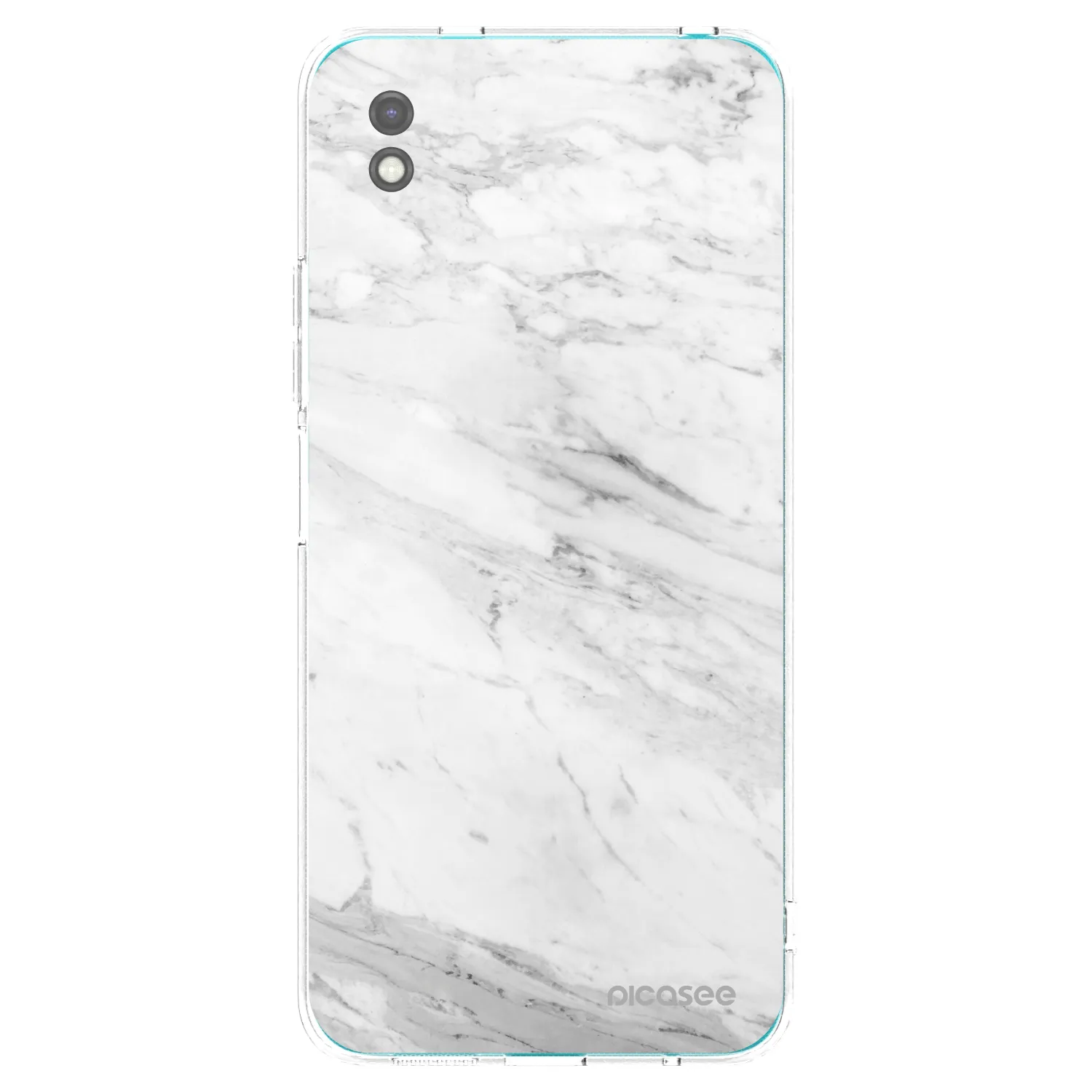 Picasee Xiaomi Redmi 9A Hülle - Schwarzes Silikon - White marble