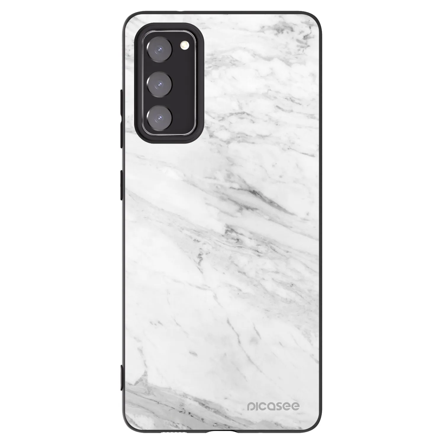 Picasee Samsung Galaxy S20 FE Hülle - Schwarzes Silikon - White marble