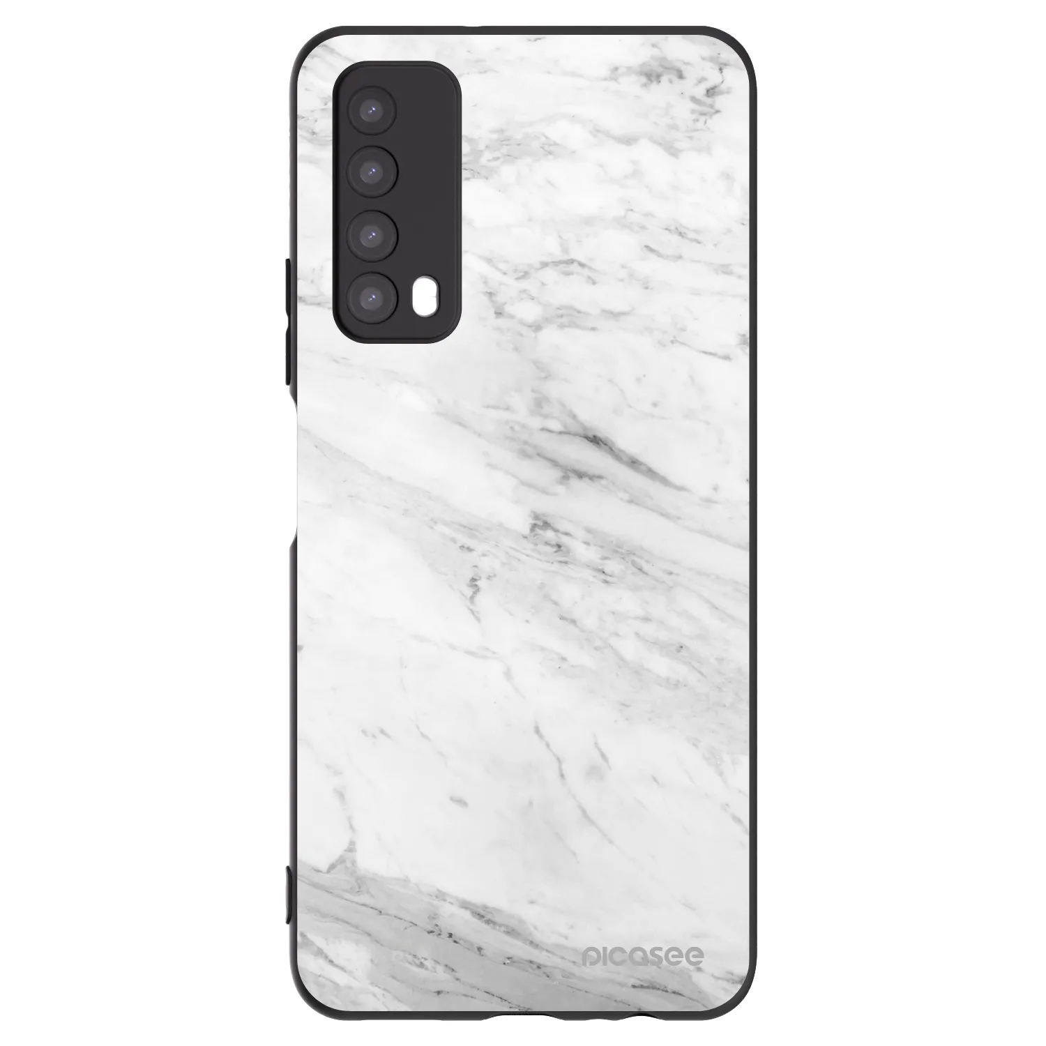 Picasee Huawei P Smart 2021 Hülle - Schwarzes Silikon - White marble