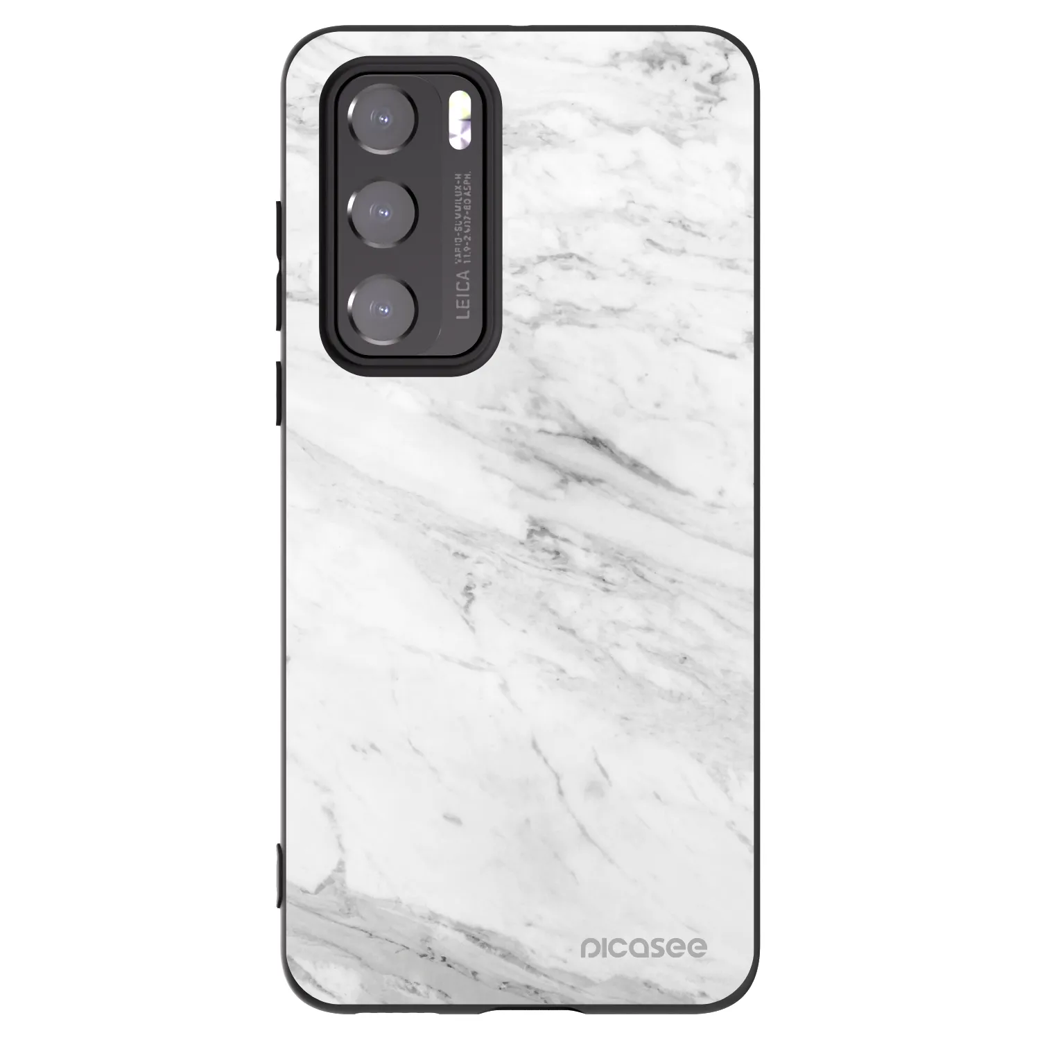 Picasee Huawei P40 Hülle - Schwarzes Silikon - White marble