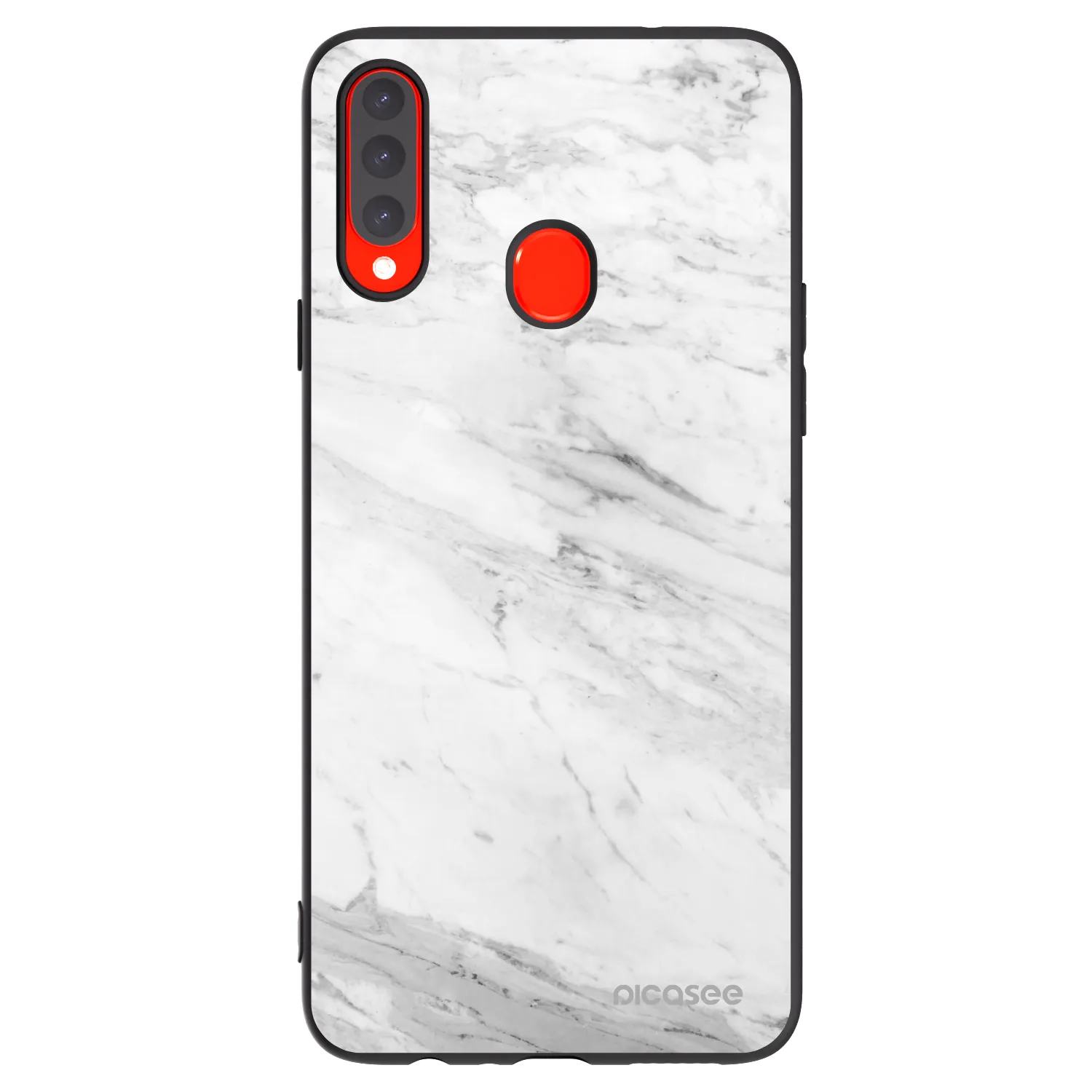 Picasee Samsung Galaxy A20s Hülle - Schwarzes Silikon - White marble