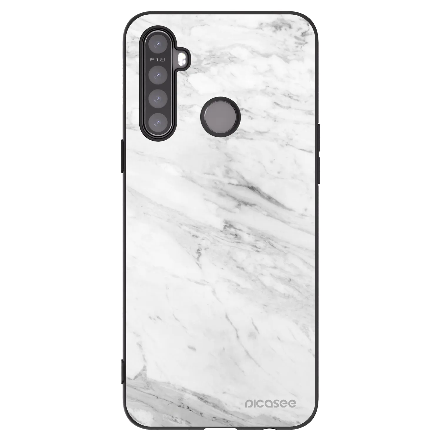 Picasee Realme 5 Hülle - Schwarzes Silikon - White marble