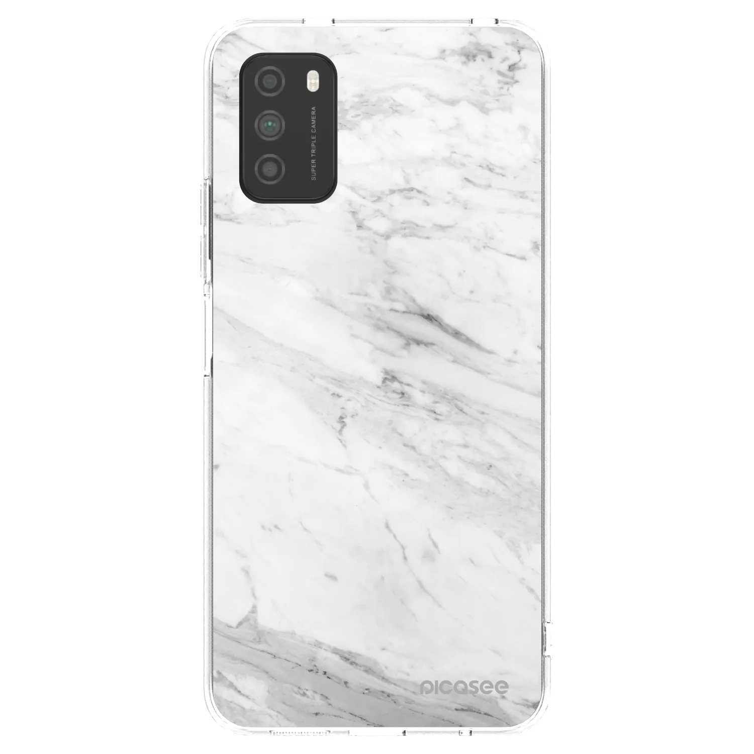Picasee Xiaomi Poco M3 Hülle - Transparentes Silikon - White marble