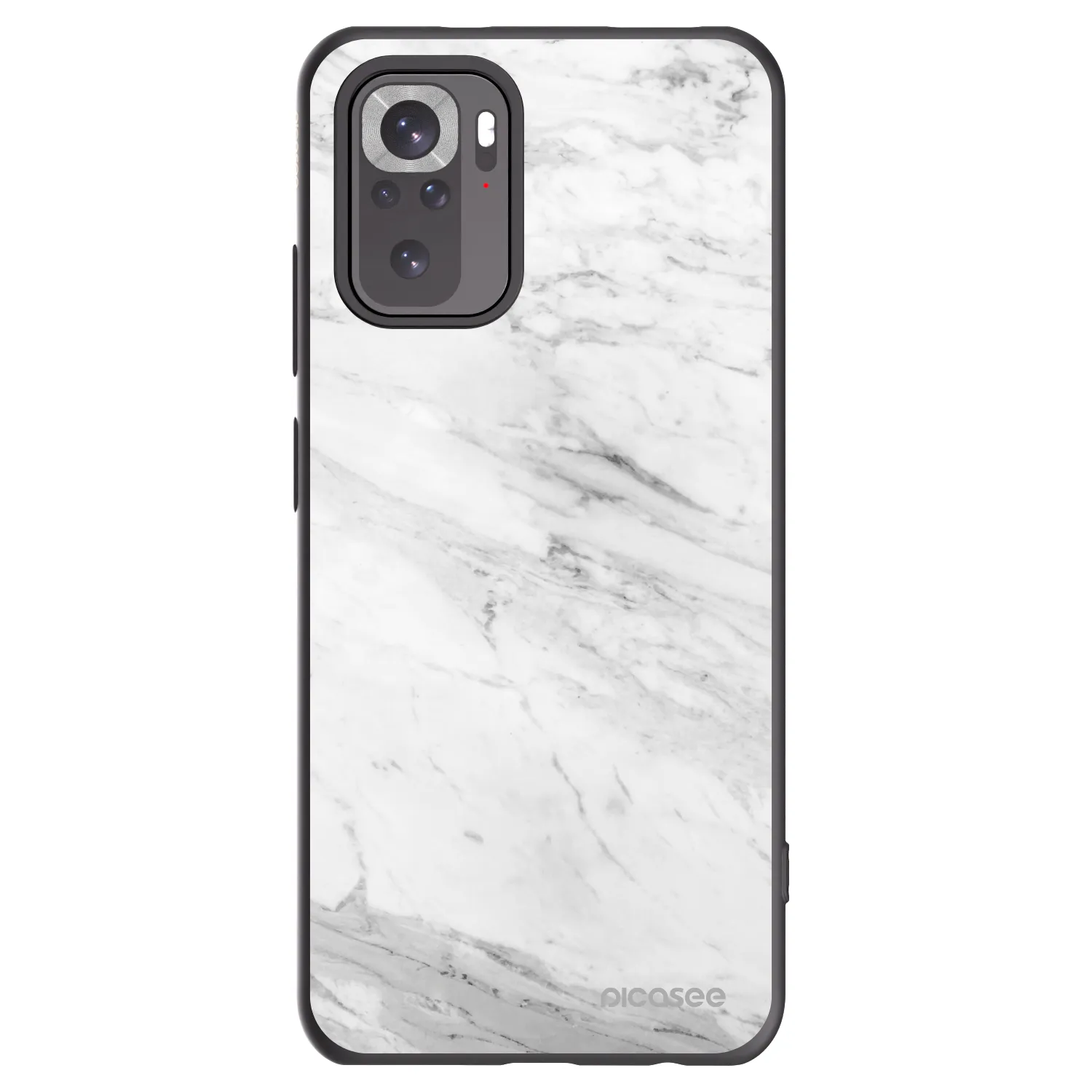 Picasee Xiaomi Redmi Note 10 Hülle - Schwarzes Silikon - White marble
